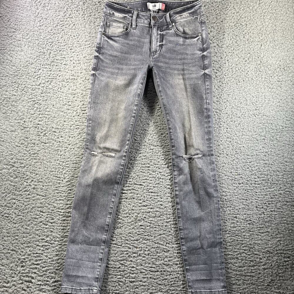 Cabi High Skinny Jeans Womens Size 0 FITS 28x30 Gray Distressed Denim Style 3939